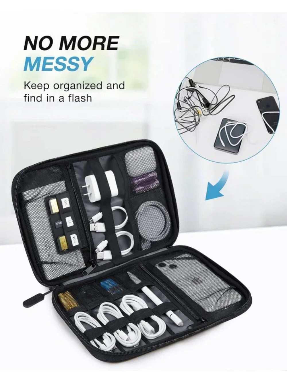 Large Electronic Organizer Travel Case for Tech Accessories, Cord Storage & More